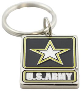 eec, inc. us army logo keychain patriotic key ring military gifts for men women veterans, black, 1 1/2" by 1 1/4"