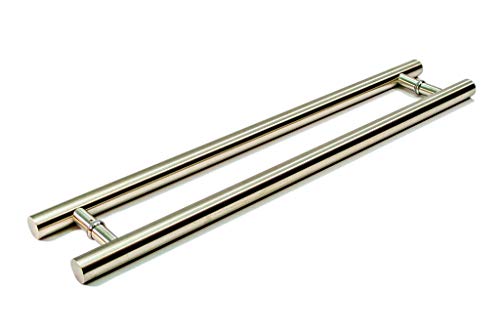 12 Inch Round Shape Bar Stainless Steel Modern Contemporary Entry Door Handle Bar Ladder Pull Shower Glass Sliding Barn Door Entrance Kitchen Interior Exterior Door Pull Push Brush Nickel Satin Finish