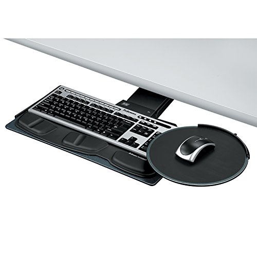 Fellowes 8029801 Keyboard Tray,Sit/Stand,21-3/4-Inch Track,19-Inch X10-5/8-Inch,Black