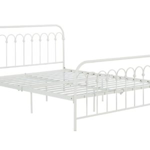 Novogratz Bright Pop Metal Bed, Adjustable Height for Underbed Storage (6.5" or 11"), Metal Slats Included, Full, White