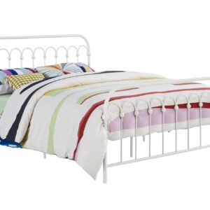 Novogratz Bright Pop Metal Bed, Adjustable Height for Underbed Storage (6.5" or 11"), Metal Slats Included, Full, White