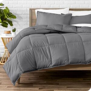 bare home comforter set - twin extra long size - ultra-soft - goose down alternative - premium 1800 series - all season warmth (twin/twin xl, grey)