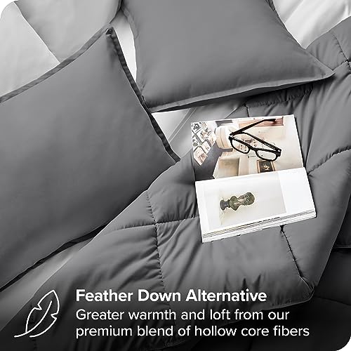 Bare Home Comforter Set - Twin Extra Long Size - Ultra-Soft - Goose Down Alternative - Premium 1800 Series - All Season Warmth (Twin/Twin XL, Grey)