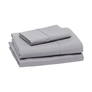 amazon basics lightweight super soft easy care microfiber 3-piece bed sheet set with 14-inch deep pockets, twin xl, dark gray, solid