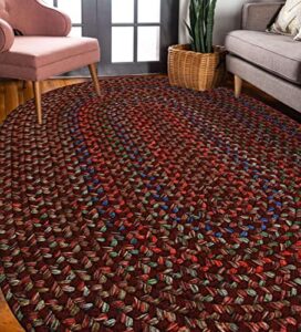 katherine multi indoor/outdoor oval braided rug, 4 by 6-feet, burgundy