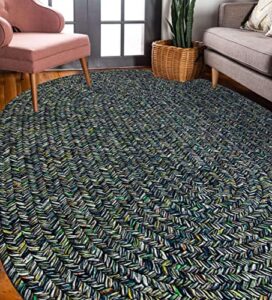 sabrina tweed indoor/outdoor oval braided rug, 4 by 6-feet, denim