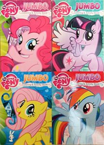 my little pony jumbo coloring & activity book 4 pack - pinkie pie, twilight sparkle, rainbow dash & fluttershty