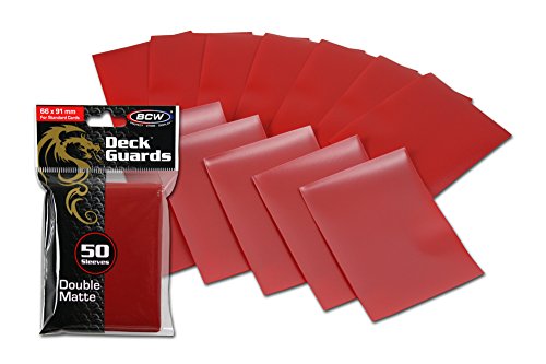 1 Box BCW Premium Red Double Matte Deck Guard Sleeves for Collectable Gaming Cards like Magic The Gathering MTG, Pokemon, YU-GI-OH!, & More.