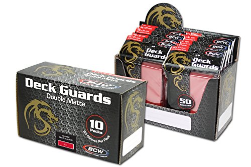 1 Box BCW Premium Red Double Matte Deck Guard Sleeves for Collectable Gaming Cards like Magic The Gathering MTG, Pokemon, YU-GI-OH!, & More.