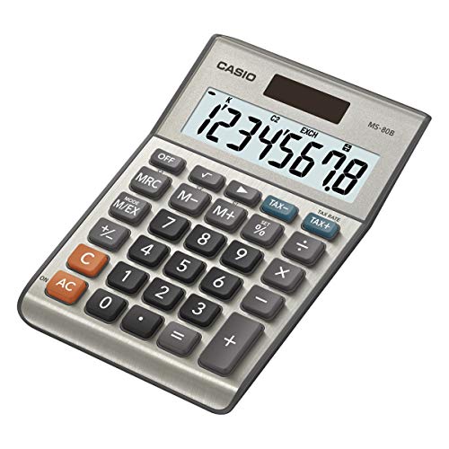 Casio CALCULATRICE DE Bureau MS-80 B, Solaire/Pile, Silver