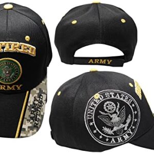 Retired Army Black w/ Seal Embroidered Baseball Cap Hat USA US Military