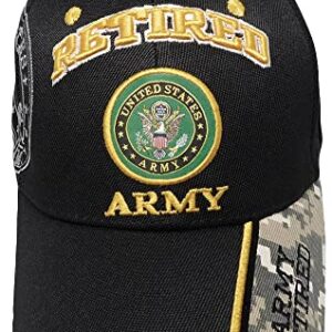 Retired Army Black w/ Seal Embroidered Baseball Cap Hat USA US Military