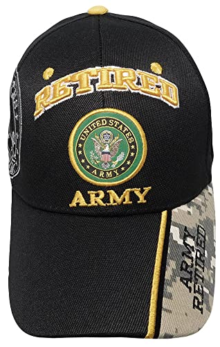 Retired Army Black w/ Seal Embroidered Baseball Cap Hat USA US Military