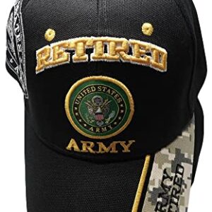 Retired Army Black w/ Seal Embroidered Baseball Cap Hat USA US Military