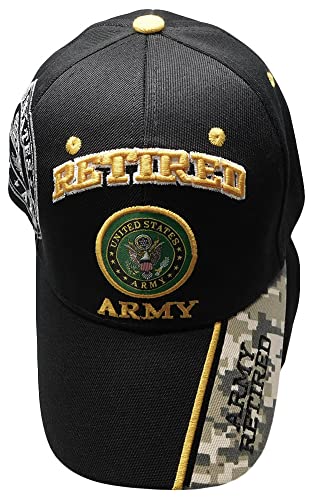 Retired Army Black w/ Seal Embroidered Baseball Cap Hat USA US Military