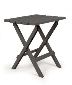 camco 51885 charcoal large adirondack portable outdoor folding side table, perfect for the beach, camping, picnics, cookouts & more, weatherproof & rust resistant