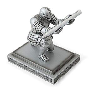 thinkgeek executive knight pen holder - fancy black-inked pen with refillable ink included - a thinkgeek creation and exclusive, silver/grey, one size (71543)