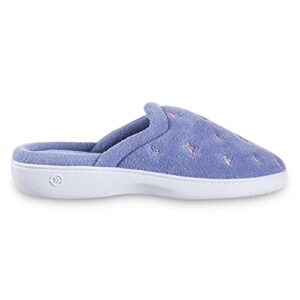 isotoner womens Terry slip Clog With Memory Foam for Indoor/Outdoor Comfort Slip on Slipper, Periwinkle Scalloped, 6.5-7 US