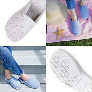 isotoner womens Terry slip Clog With Memory Foam for Indoor/Outdoor Comfort Slip on Slipper, Periwinkle Scalloped, 6.5-7 US