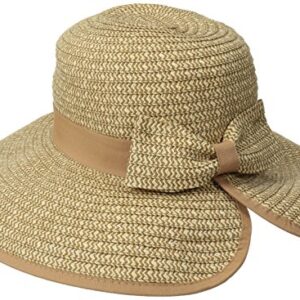 San Diego Hat Company Women's Sun Brim Bow at Back and Contrast Edging, Mixed Camel, One Size