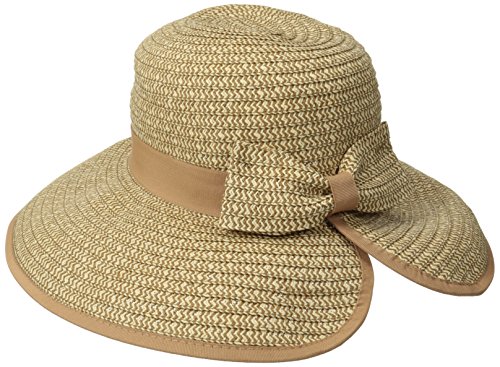 San Diego Hat Company Women's Sun Brim Bow at Back and Contrast Edging, Mixed Camel, One Size