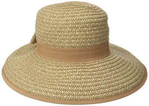 san diego hat company women's sun brim bow at back and contrast edging, mixed camel, one size