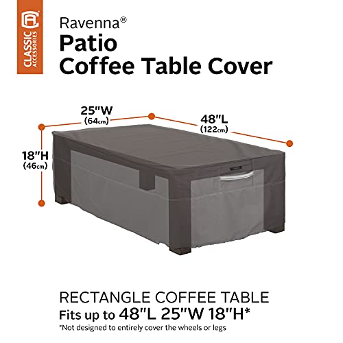 Classic Accessories Ravenna Water-Resistant 48 Inch Rectangular Patio Coffee Table Cover, Outdoor Table Cover