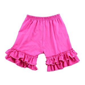 wennikids toddler baby girls cotton double ruffle shorts pants 1-8t (s(1-2t), hot pink)