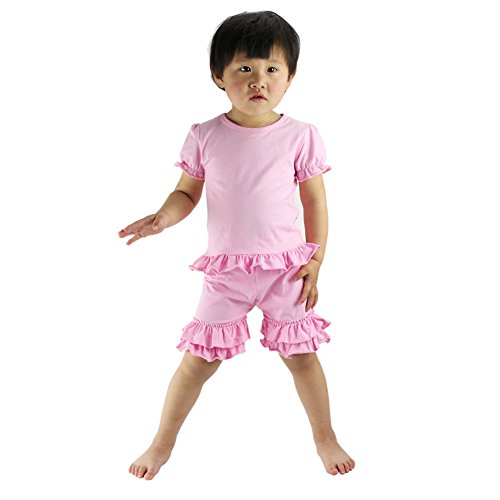 Wennikids Toddler Baby Girls Cotton Double Ruffle Shorts Pants 1-8t (S(1-2T), Hot Pink)