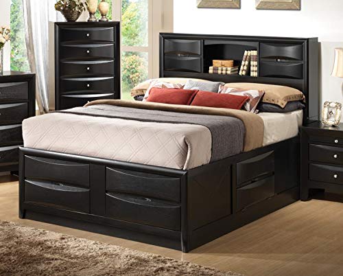 Briana California King Platform Storage Bed Black