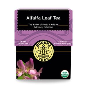 buddha teas organic alfalfa leaf tea - ou kosher, usda organic, ccof organic, 18 bleach-free tea bag