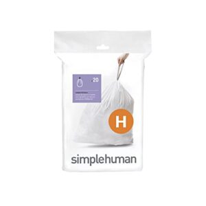simplehuman code h custom fit drawstring trash bags in dispenser packs, 20 count, 30-35 liter / 8-9.2 gallon, white