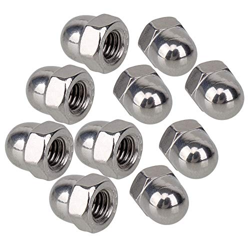 BQLZR 304 Stainless Steel Cap Acorn Hex Nut M6 Right Hand Threads Marine Replacement for 2007 XC90 Plate，Replacement for 2009 S-60 Pack of 10