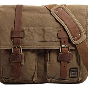 Berchirly 13.3Inch Laptop Bag Vintage Military Man Canvas Messenger Bags For Women Men