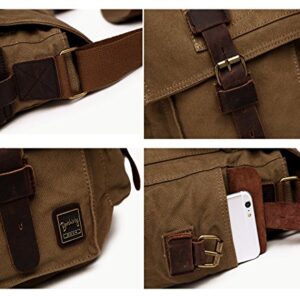 Berchirly 13.3Inch Laptop Bag Vintage Military Man Canvas Messenger Bags For Women Men