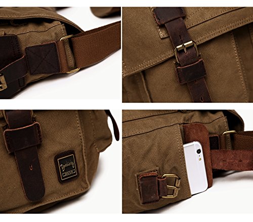 Berchirly 13.3Inch Laptop Bag Vintage Military Man Canvas Messenger Bags For Women Men