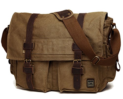 Berchirly 13.3Inch Laptop Bag Vintage Military Man Canvas Messenger Bags For Women Men