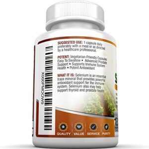 BRI Nutrition Selenium - Natural Antioxidant Supplements Helps to Fortify Immune System, Maintain Heart Health & Combat Free Radical Damage - 200mcg, 180 Vegetable Cellulose Capsules