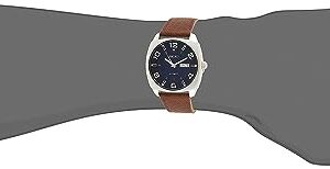 SEIKO SNKN37 Automatic Watch for Men - Recraft Series - Brown Leather Strap, Day/Date Calendar, 50m Water Resistant, Blue Dial, Luminous Hands & Markers, and 41 Hour Power Reserve