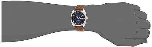 SEIKO SNKN37 Automatic Watch for Men - Recraft Series - Brown Leather Strap, Day/Date Calendar, 50m Water Resistant, Blue Dial, Luminous Hands & Markers, and 41 Hour Power Reserve