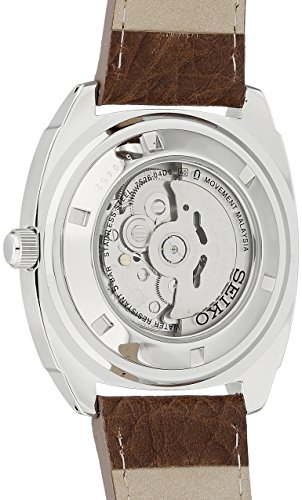 SEIKO SNKN37 Automatic Watch for Men - Recraft Series - Brown Leather Strap, Day/Date Calendar, 50m Water Resistant, Blue Dial, Luminous Hands & Markers, and 41 Hour Power Reserve