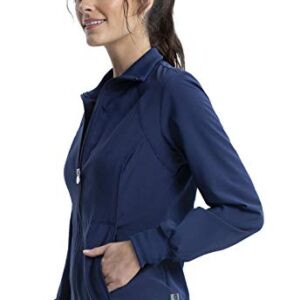 Cherokee Infinity Zip Front Scrub Jackets for Women, 4-Way Stretch Fabric 2391A, M, Navy
