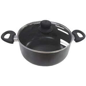 imusa nonstick stock pot with glass lid 4.8-quart cookware, black