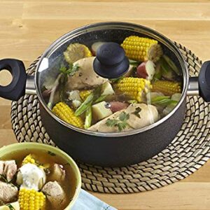 Imusa Nonstick Stock Pot with Glass Lid 4.8-Quart Cookware, Black