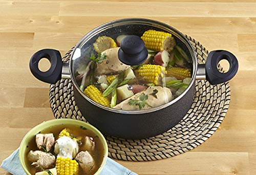 Imusa Nonstick Stock Pot with Glass Lid 4.8-Quart Cookware, Black