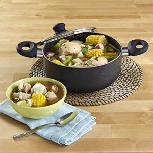 Imusa Nonstick Stock Pot with Glass Lid 4.8-Quart Cookware, Black