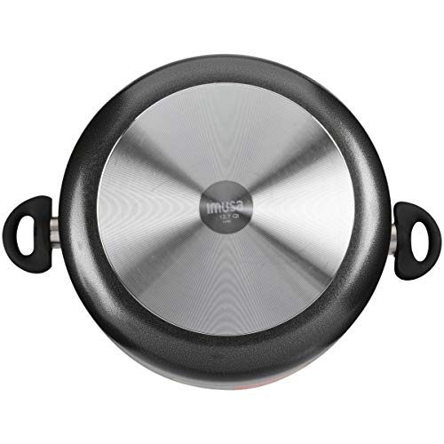 Imusa Nonstick Stock Pot with Glass Lid 4.8-Quart Cookware, Black