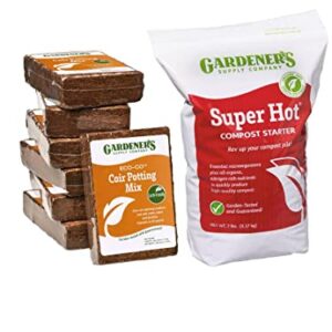 Gardeners Supply Company Compost Starter Accelerator Success Kit | Outdoor Organic Pile & Yard Waste Composting Booster for Faster Decomposition | Includes Hot Compost Starter & 7 Coir Potting Mix