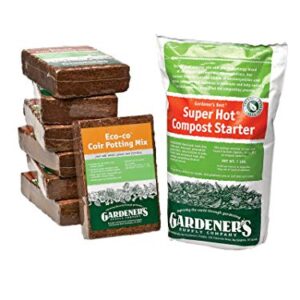 Gardeners Supply Company Compost Starter Accelerator Success Kit | Outdoor Organic Pile & Yard Waste Composting Booster for Faster Decomposition | Includes Hot Compost Starter & 7 Coir Potting Mix