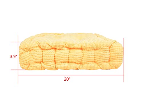 ChezMax Chair Cushions Large Outdoor Indoor Seat Cushion Thickened Bench Mat Durable Floor Pillow Winter Chair Pads for Bedroom Balcony Car Office Patio Sofa Travel Yellow Square 20"